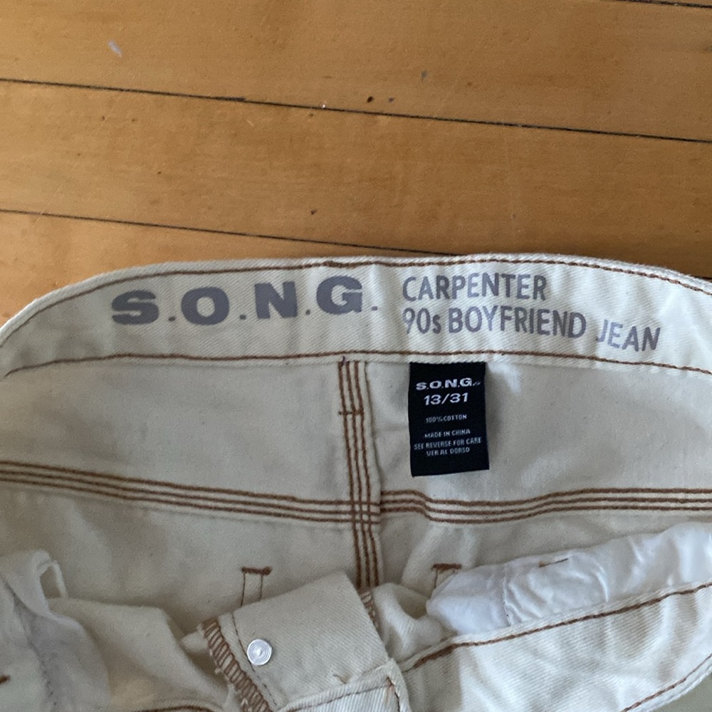 S.O.N.G. Off-white Carpenter 90s Boyfriend jeans 13/31 button fly - Picture 2 of 4